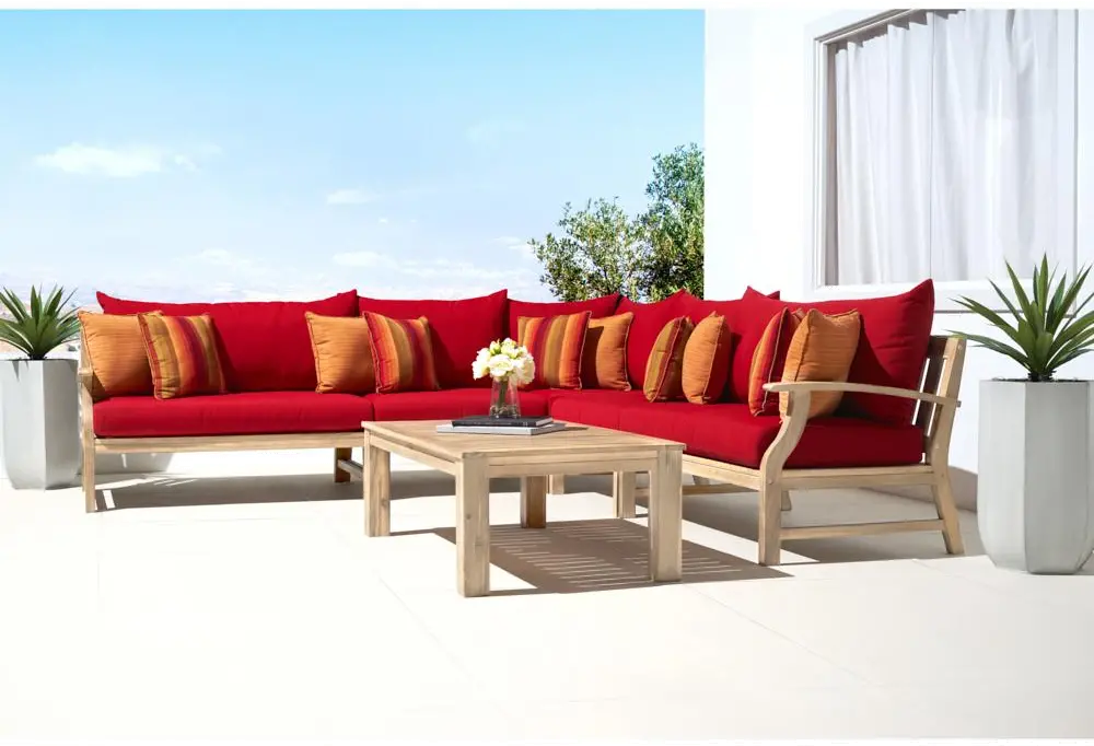 Modern 6 Piece Patio Sectional - Sunset Red-1