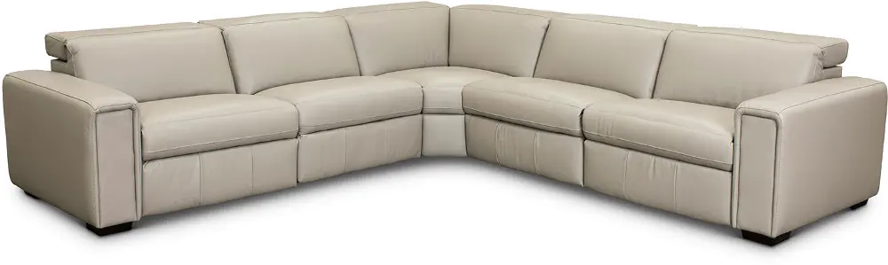 Titan Gray Leather 5 Piece Power Reclining Sectional-1