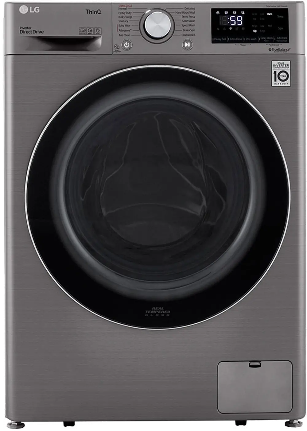 WM1455HVA LG Smart Compact Front Load Washer with Built-In Intelligence - 2.4 cu.ft. Graphite Steel-1