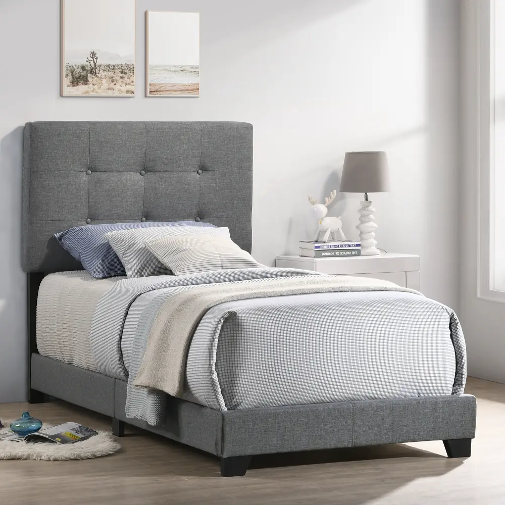 Addyson Gray Twin Upholstered Bed-1