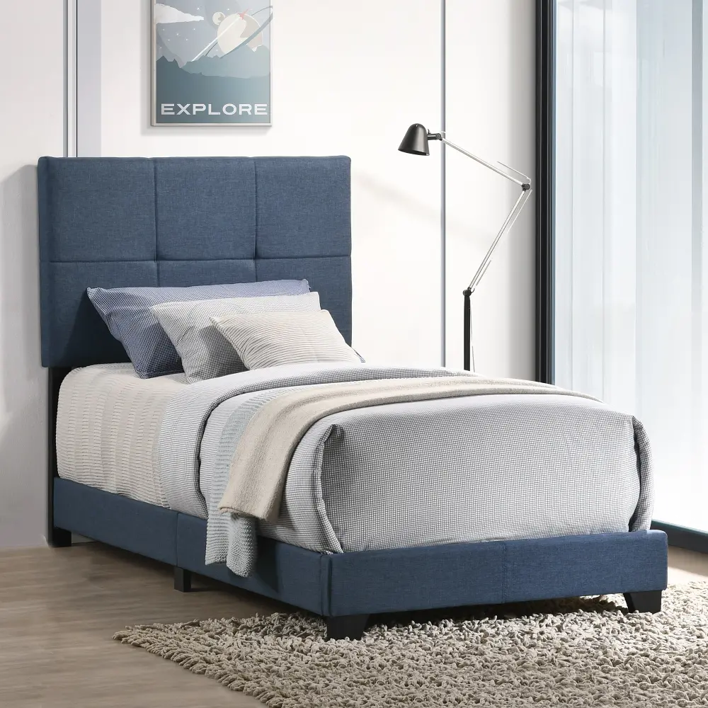 Devlin Blue Twin Upholstered Bed-1