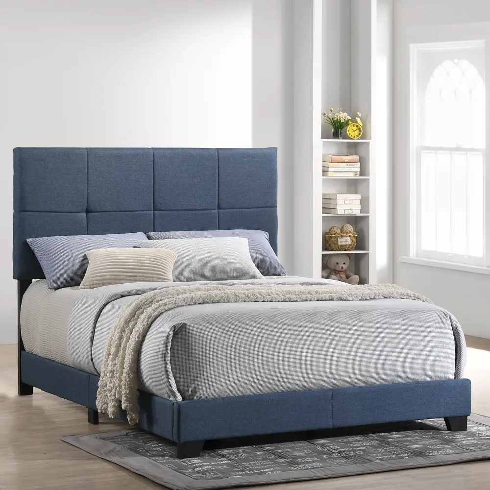 Devlin Blue Full Upholstered Bed-1