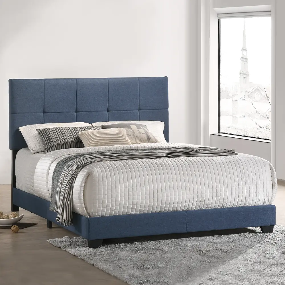 Devlin Blue Queen Upholstered Bed-1