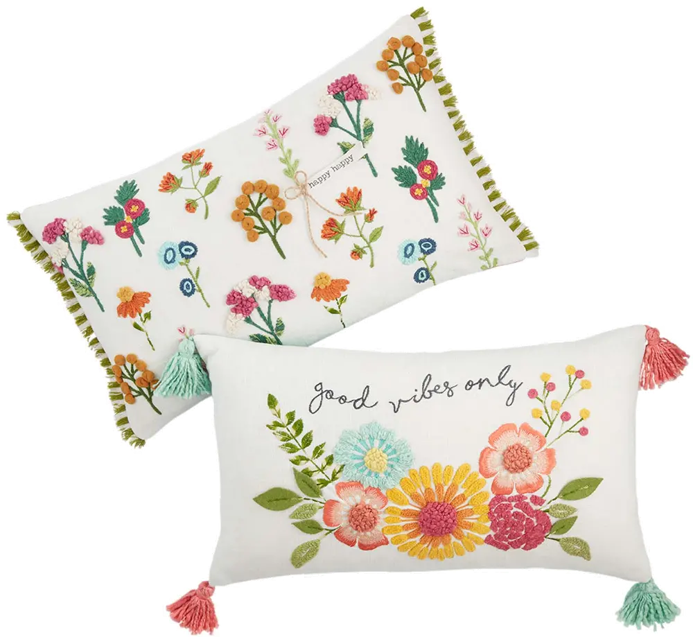 Assorted Multi Color Floral Lumbar Throw Pillow-1