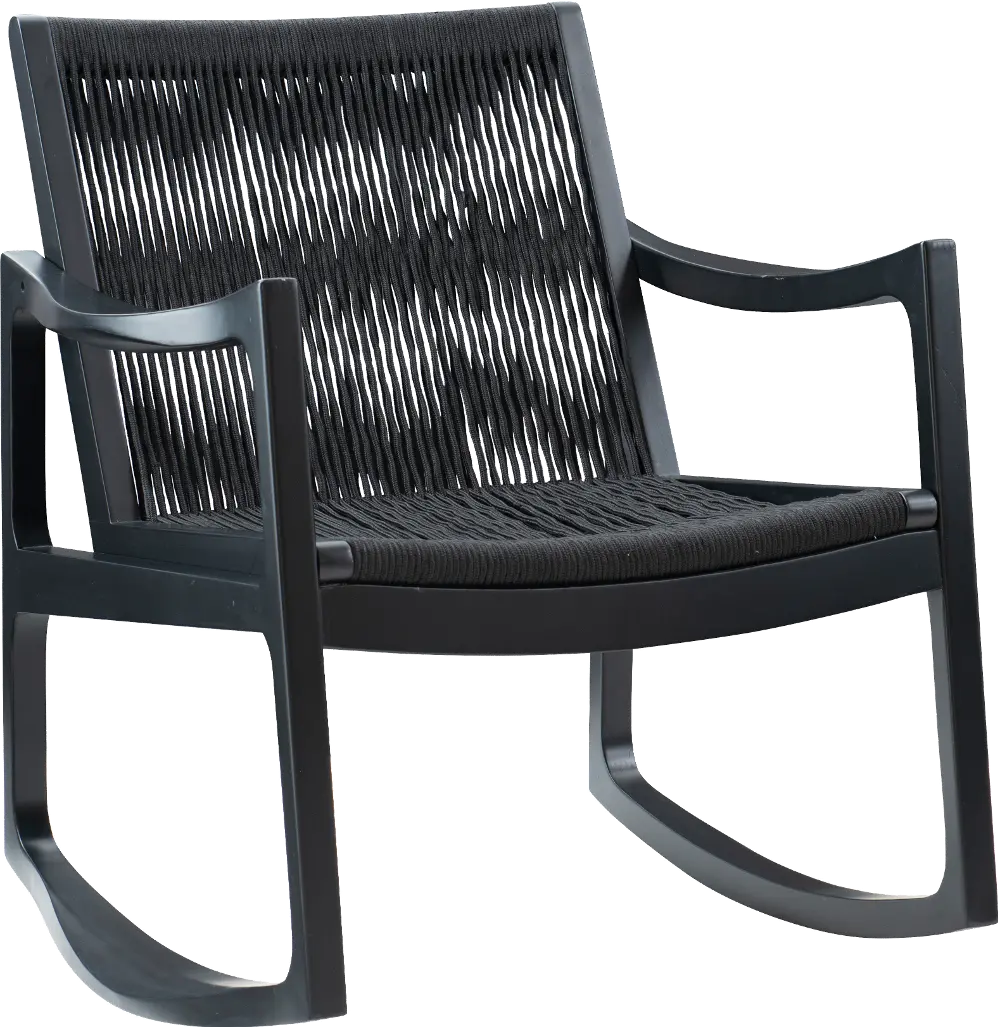 Rowan Black Handwoven Rope Rocking Chair-1