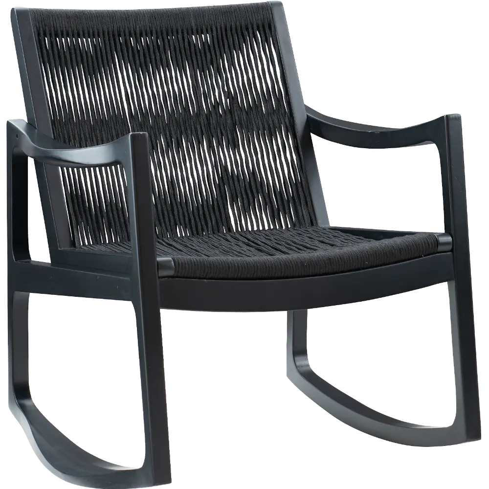 Rowan Black Handwoven Rope Rocking Chair-1