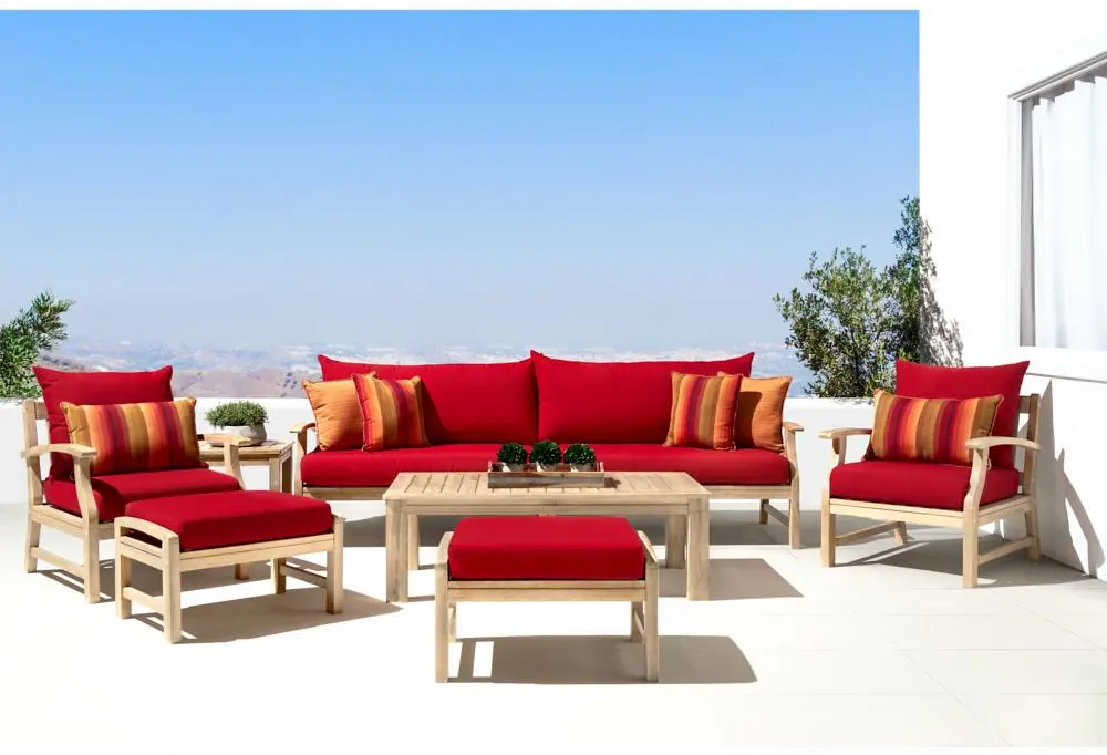 Modern 8 Piece Patio Set with Sofa - Sunset Red-1