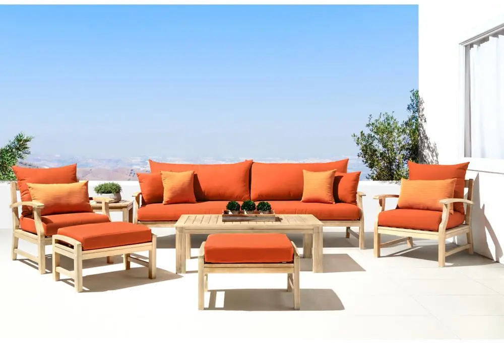 Modern 8 Piece Patio Set with Sofa - Tikka Orange-1