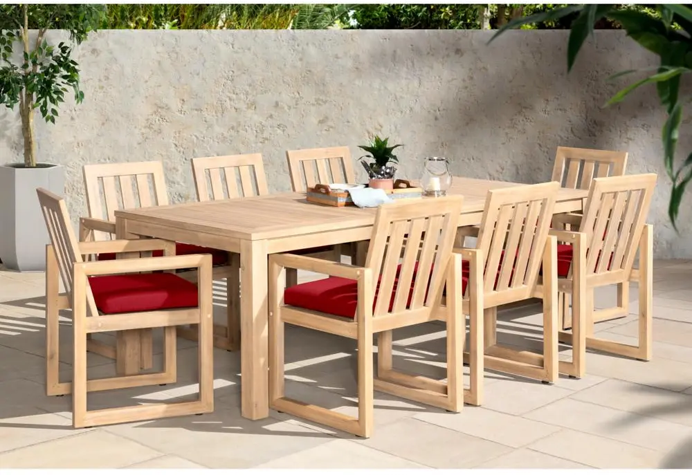 Contemporary 9 Piece Dining Set - Sunset Red-1