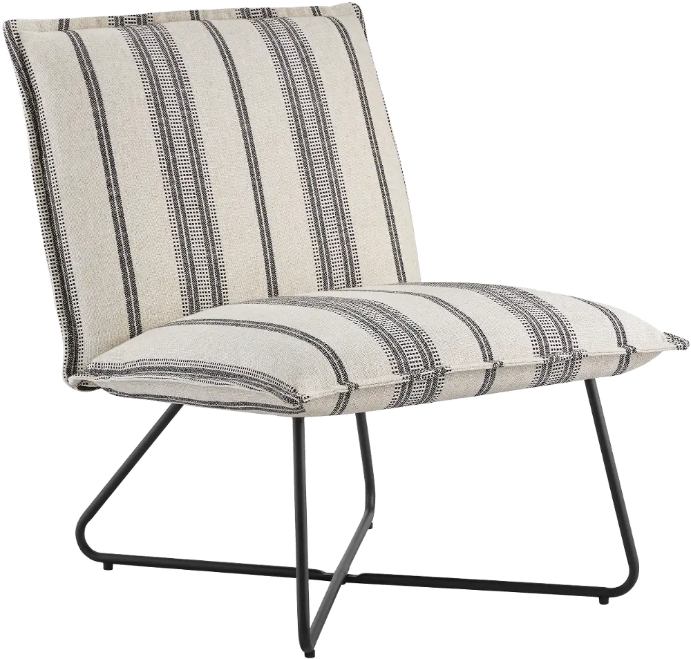 Casual Cream and Black Stripe Armless Accent Chair - Kenny-1