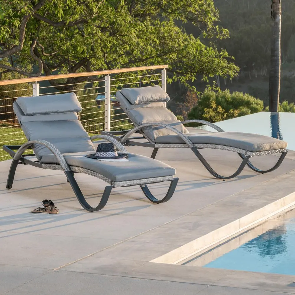 Cannes Charcoal Gray Chaise Lounge Set-1