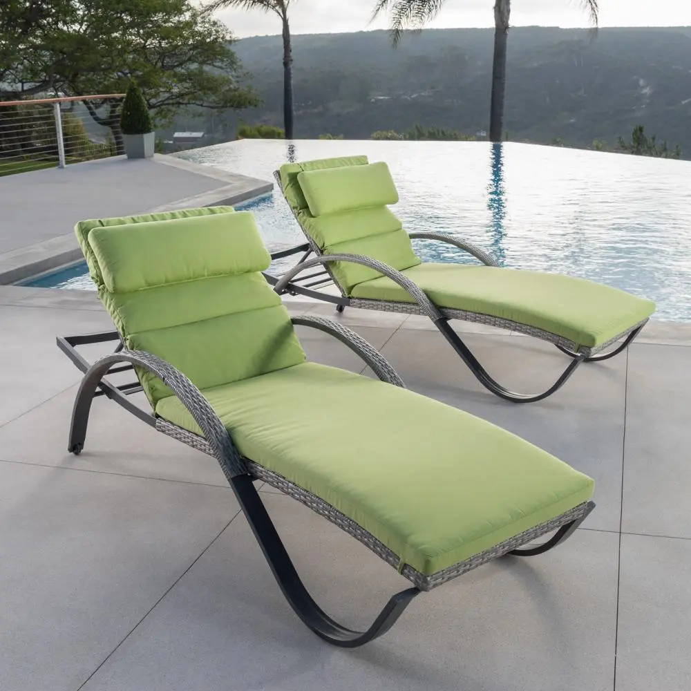 Cannes Ginkgo Green Chaise Lounge Set-1