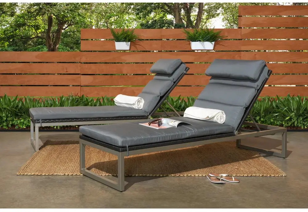 Charcoal Gray Chaise Lounges - Milo-1