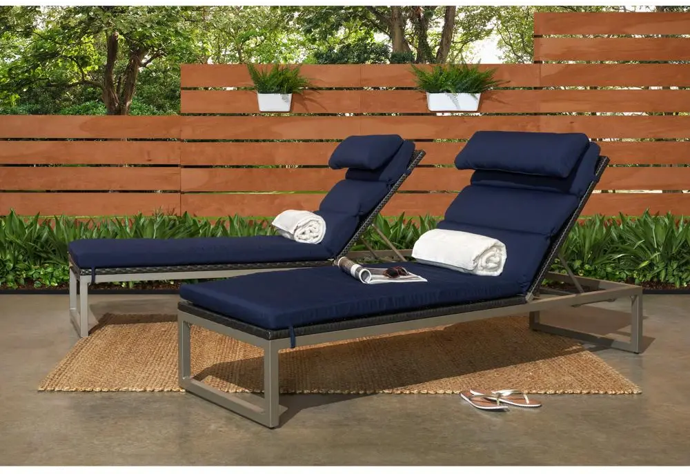Navy Blue Chaise Lounges - Milo-1
