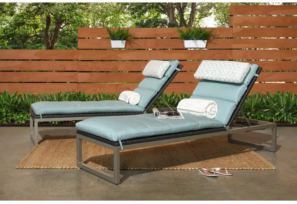 Spa Blue and Espresso Chaise Lounges - Milo-1
