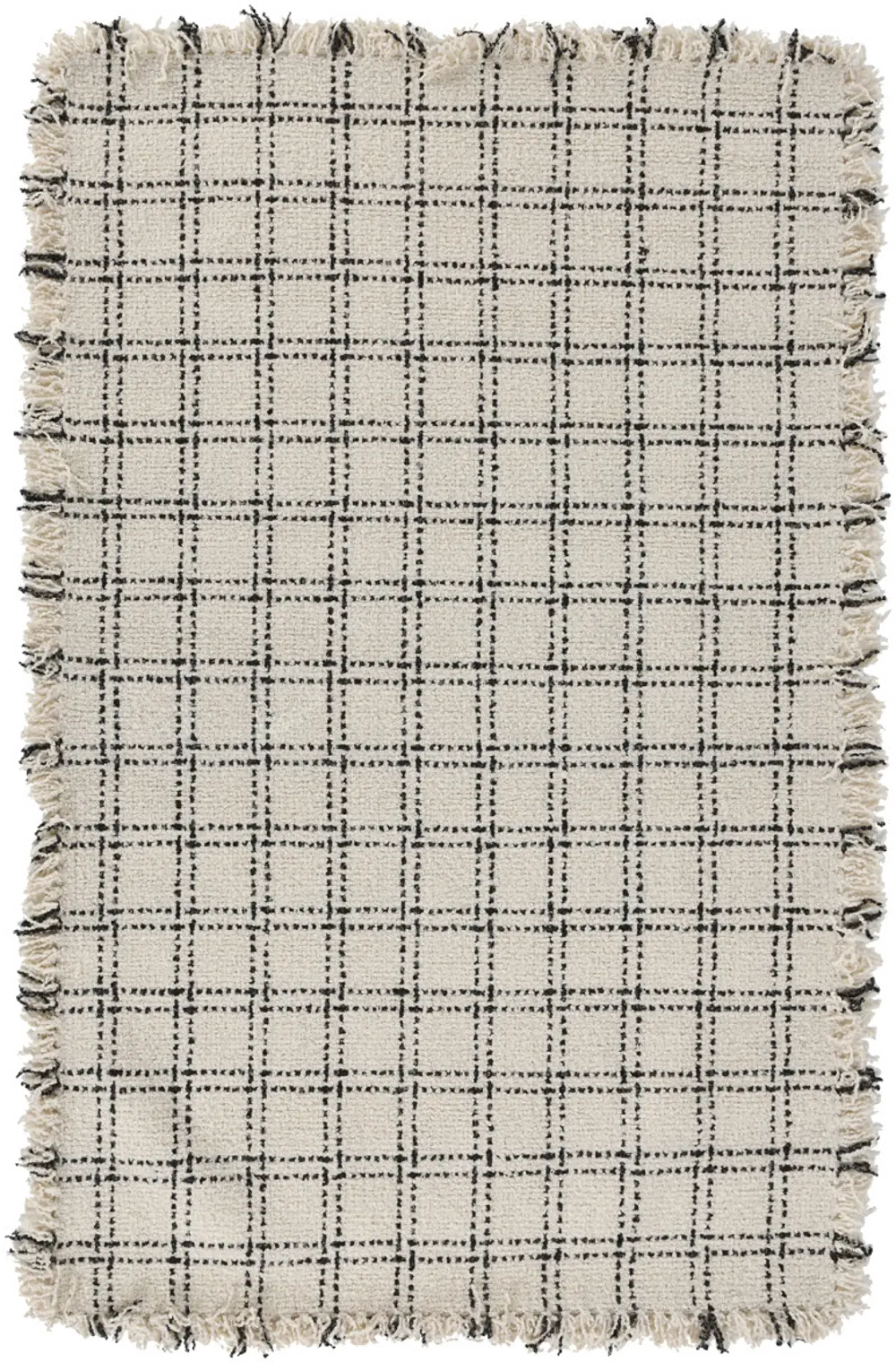 Bradbury 9 x 12 Ivory Wool Checkered Area Rug-1