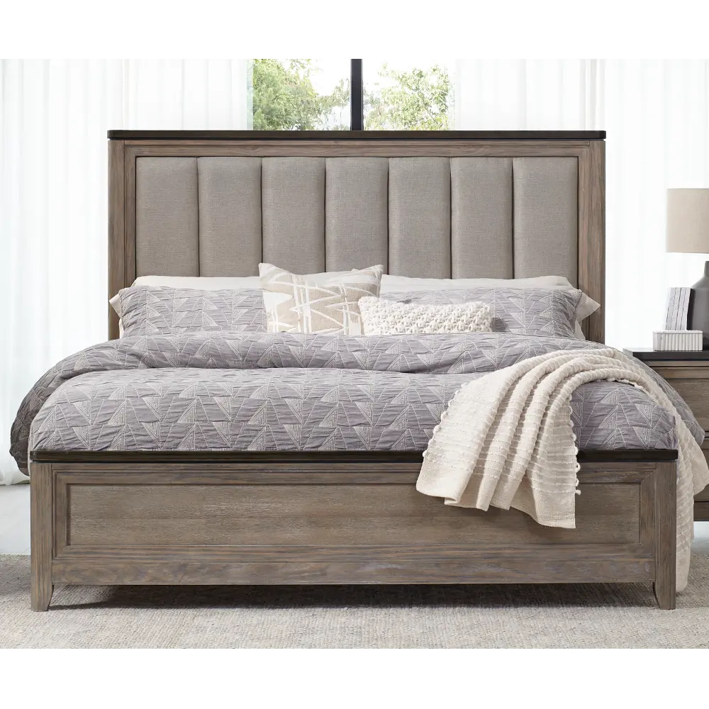 Newell Gray and Light Brown Queen Bed-1