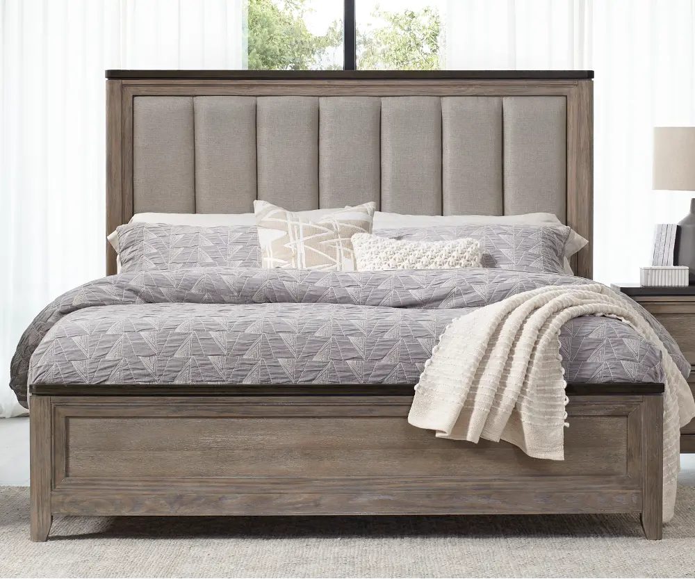 Newell Gray and Light Brown King Bed-1