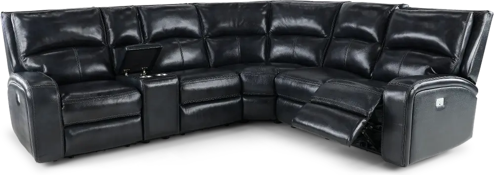Megan Dark Blue 6 Piece Power Reclining Sectional-1