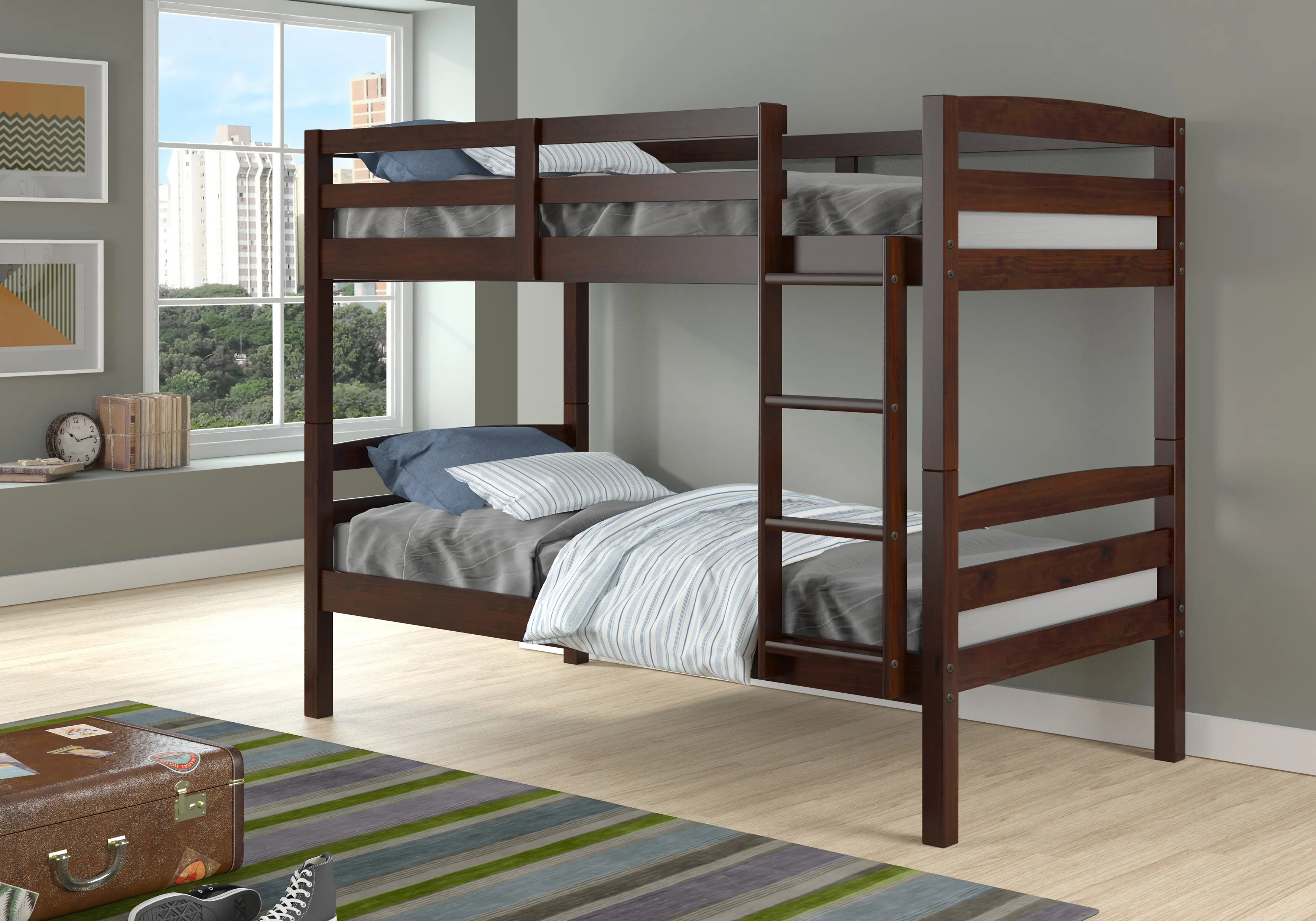 Warren Dark Cappuccino Twin Over Twin Bunk Bed