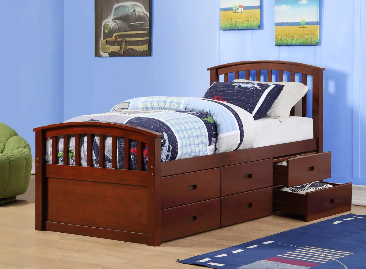 Radford Cappuccino Brown Twin Captain Bed