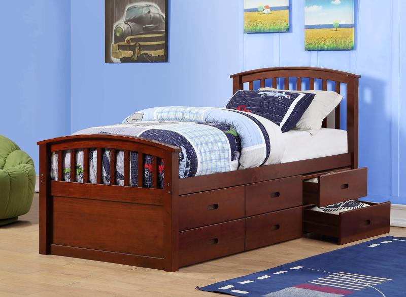 Radford Cappuccino Brown Twin Captain, Twin Bed Frame With Storage Drawers Solid Wood Captains