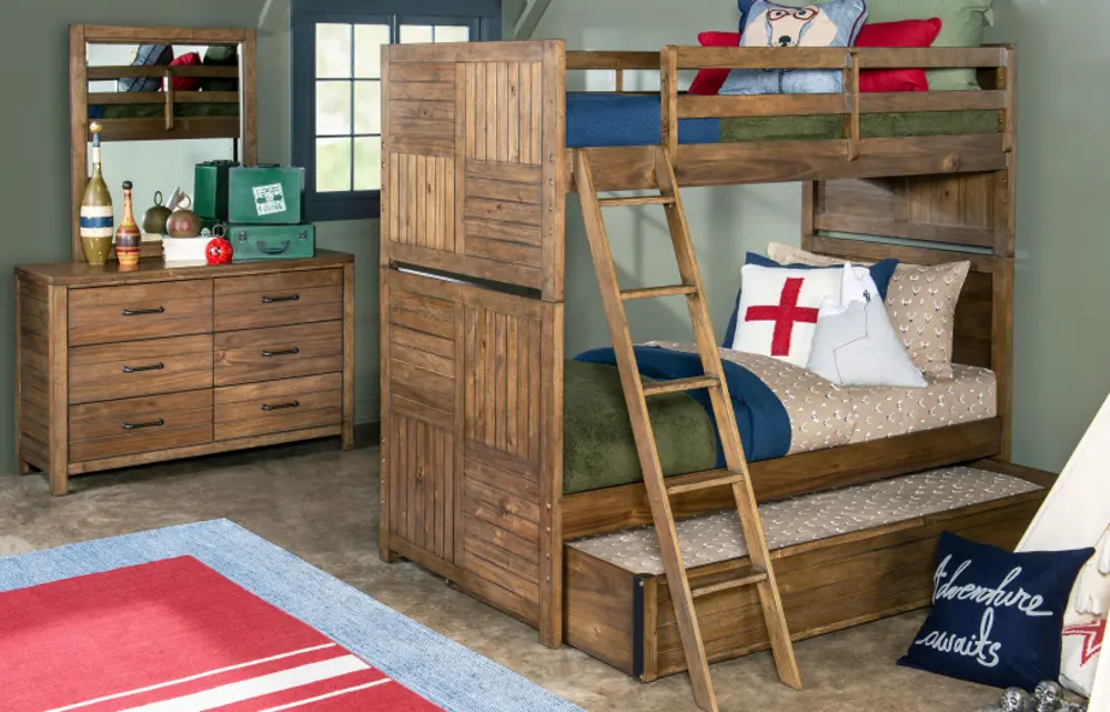 Summer Camp Brown Twin-over-Twin Bunk Bed-1