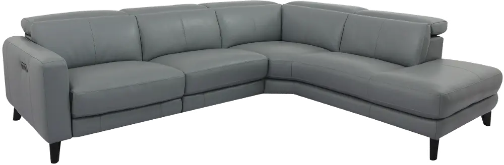 Madrid Gray Leather 2 Piece Power Reclining Sectional-1