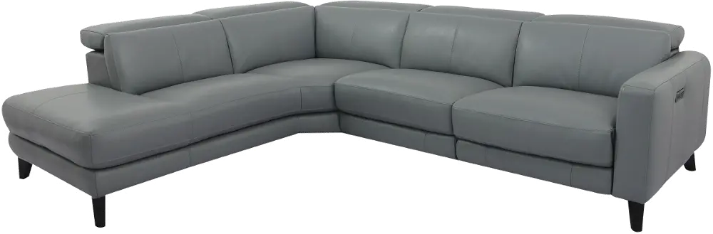 Madrid Gray 2 Piece Power Reclining Leather Sectional-1