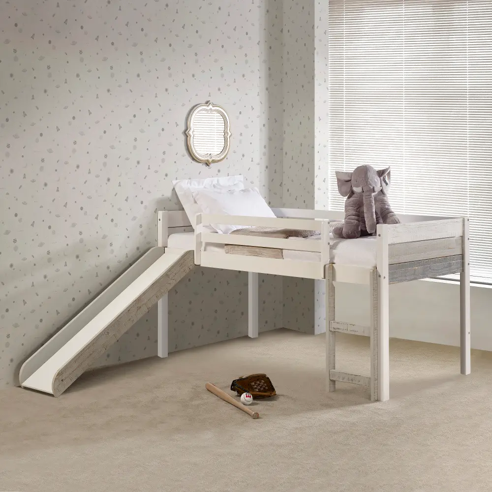 Bristol Twin Gray and White Low Loft Bed-1