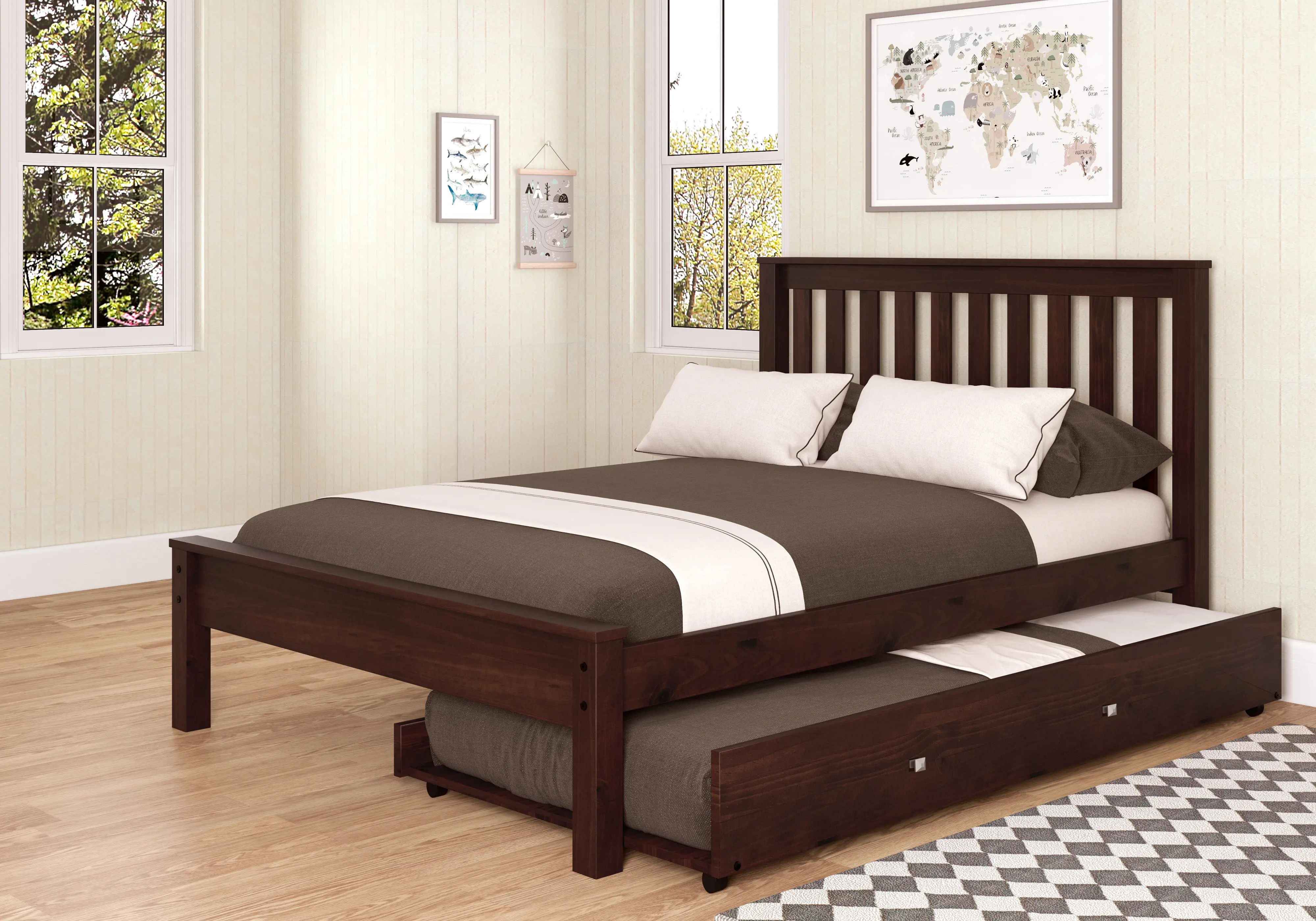 Carson Cappuccino Full Bed with Trundle