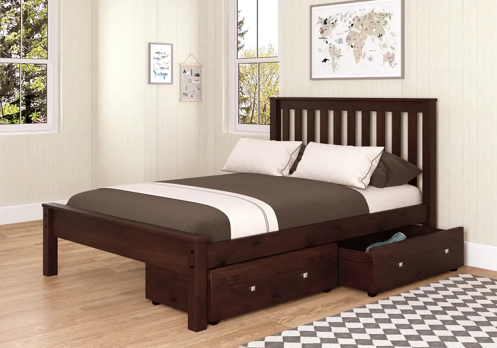 Carson Cappuccino Full Bed with Dual Underbed Drawers-1