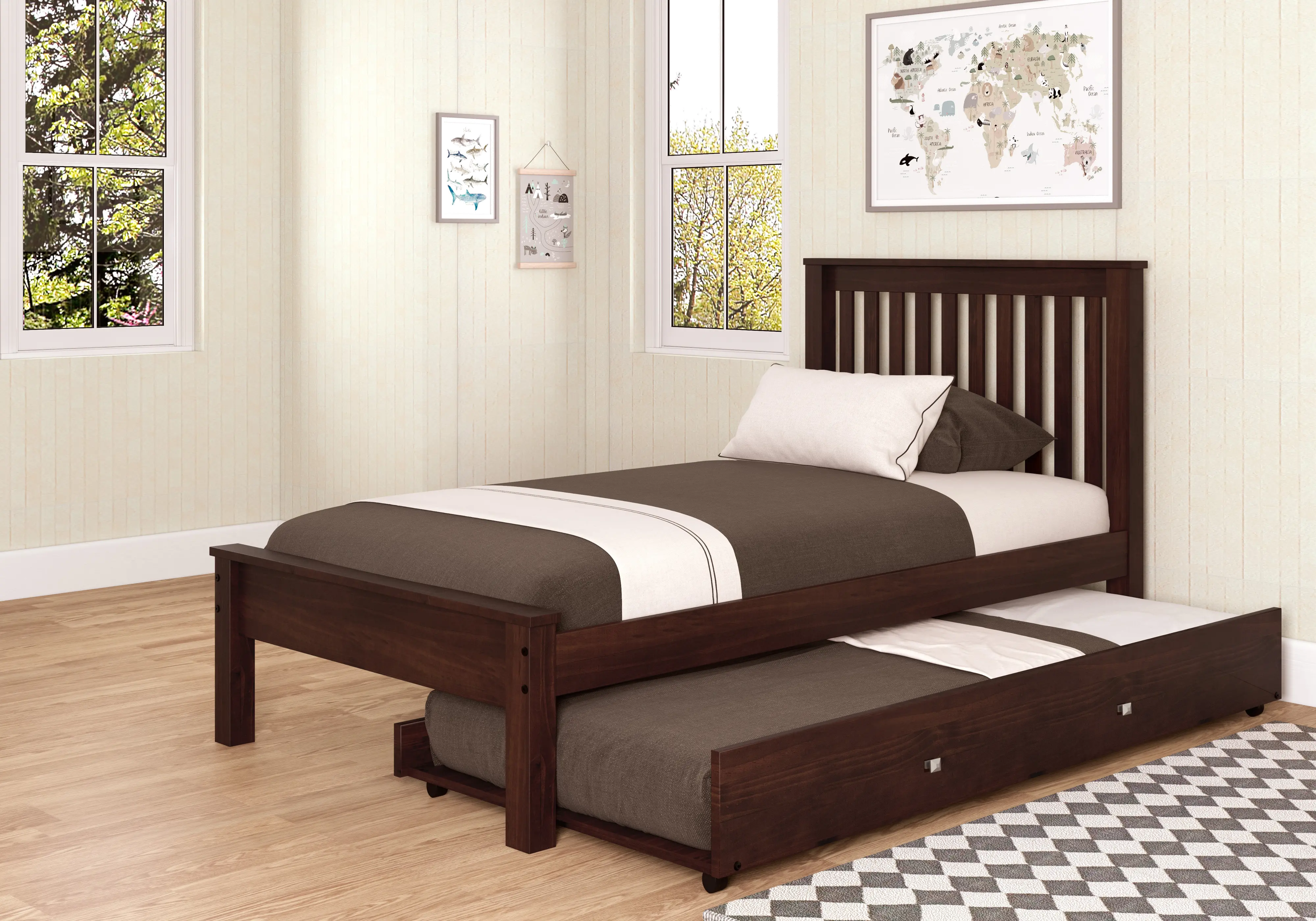 Carson Cappuccino Twin Bed with Trundle