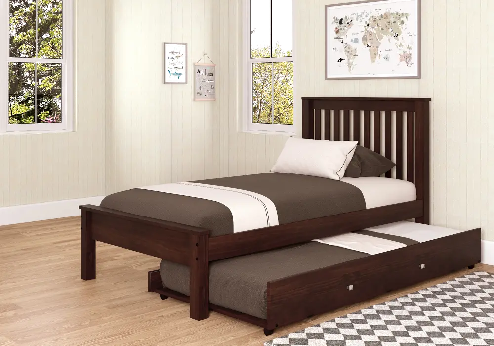Carson Cappuccino Twin Bed with Trundle-1