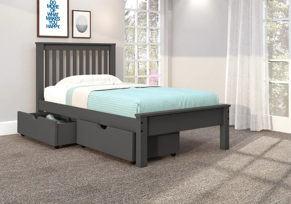 Carson Dark Gray Twin Bed with Dual Underbed Drawers-1