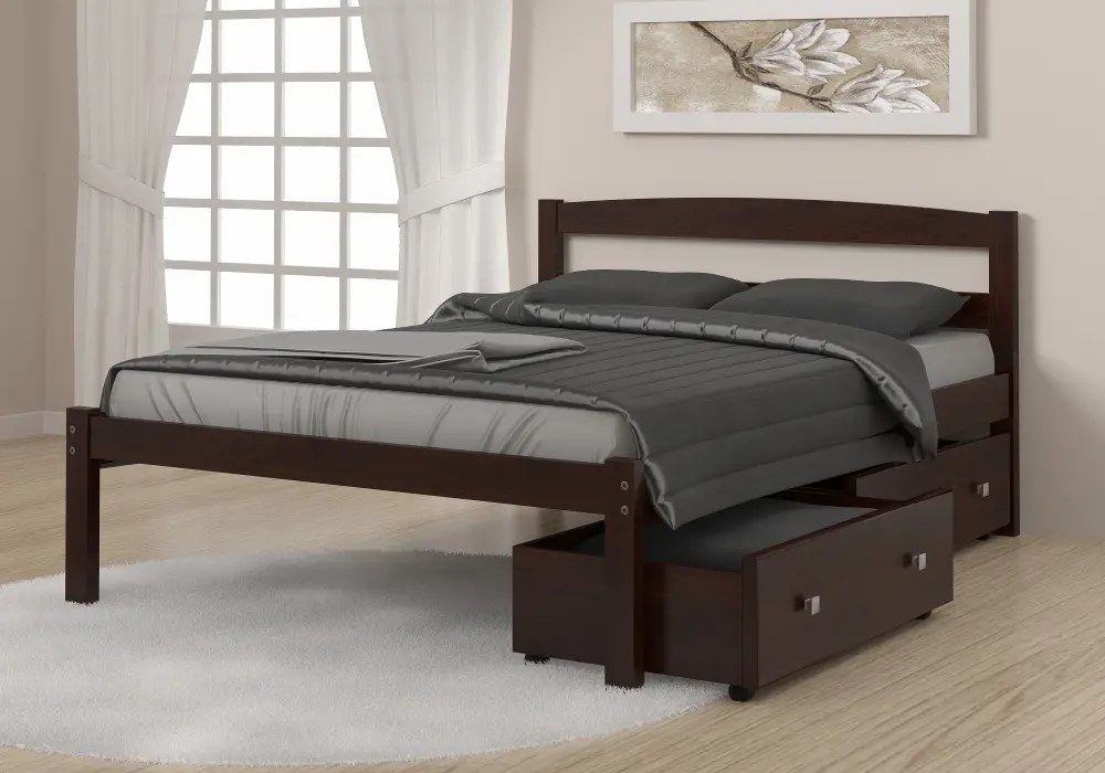 Sierra Dark Cappuccino Full Bed with Dual Underbed Drawers-1