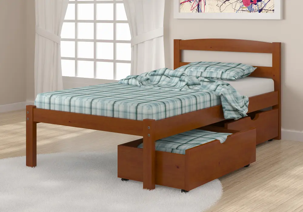 Sierra Light Espresso Twin Bed with Dual Underbed Drawers-1