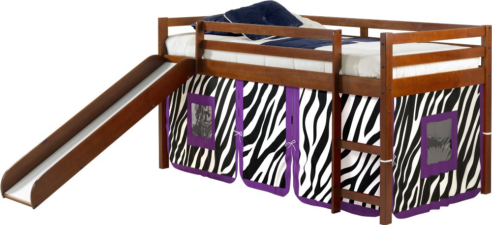 Haven Light Espresso Twin Bed with Purple Zebra Tent