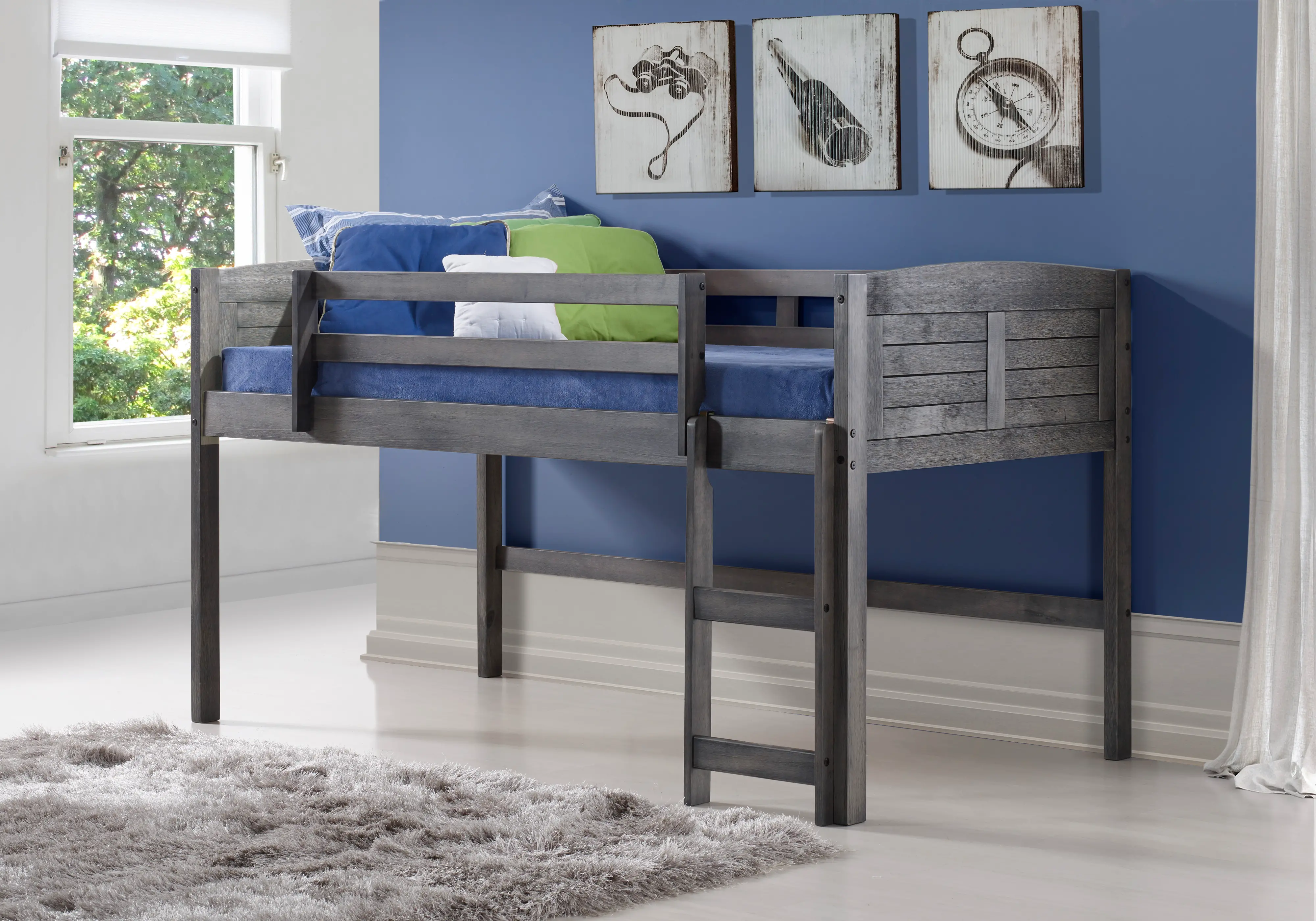 Photos - Bed Donco Trading Louver Antique Gray Twin Loft  790-AAG