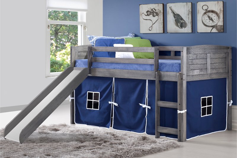 Louver Antique Grey Twin Loft Bed With, Bedtime Inc Bunk Bed Assembly