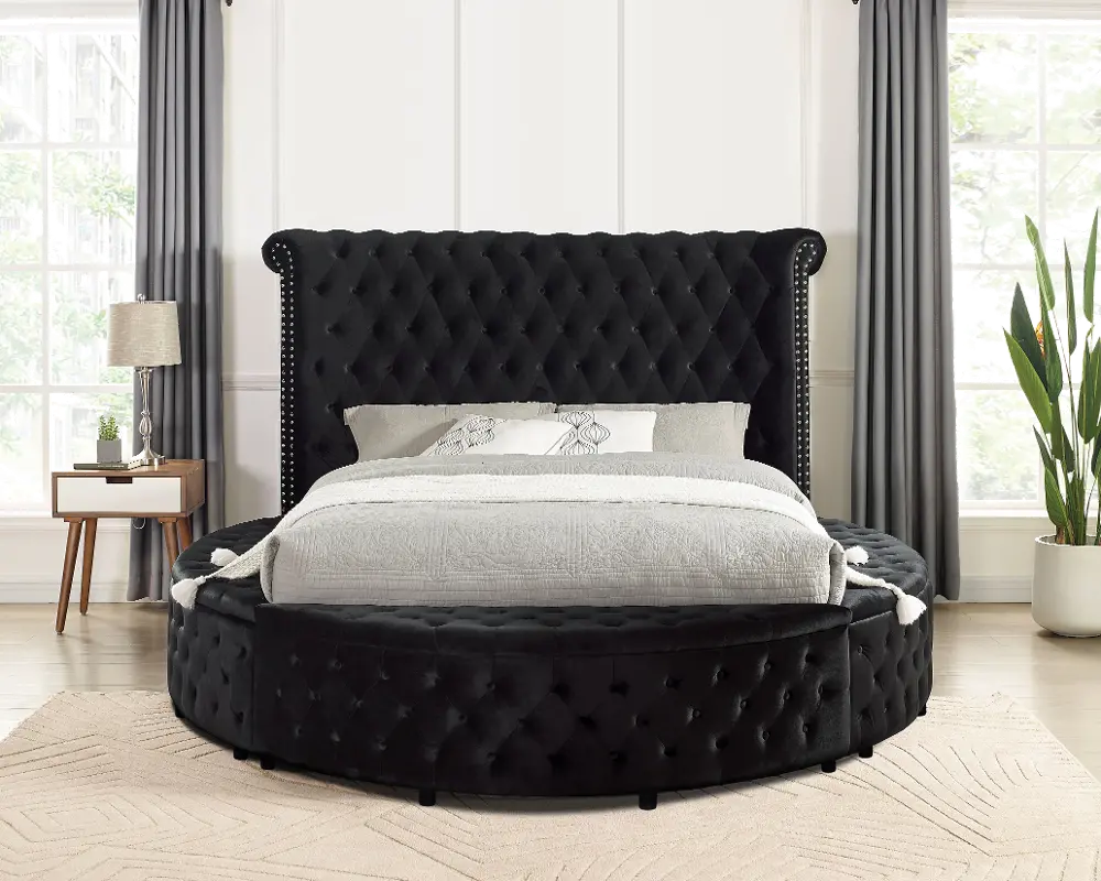 Monarch Black Queen Upholstered Bed-1