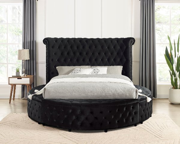 Monarch Black Queen Upholstered Bed Rc Willey Monarch Black Queen Upholstered Bed, Black Upholstered King Bed With Storage