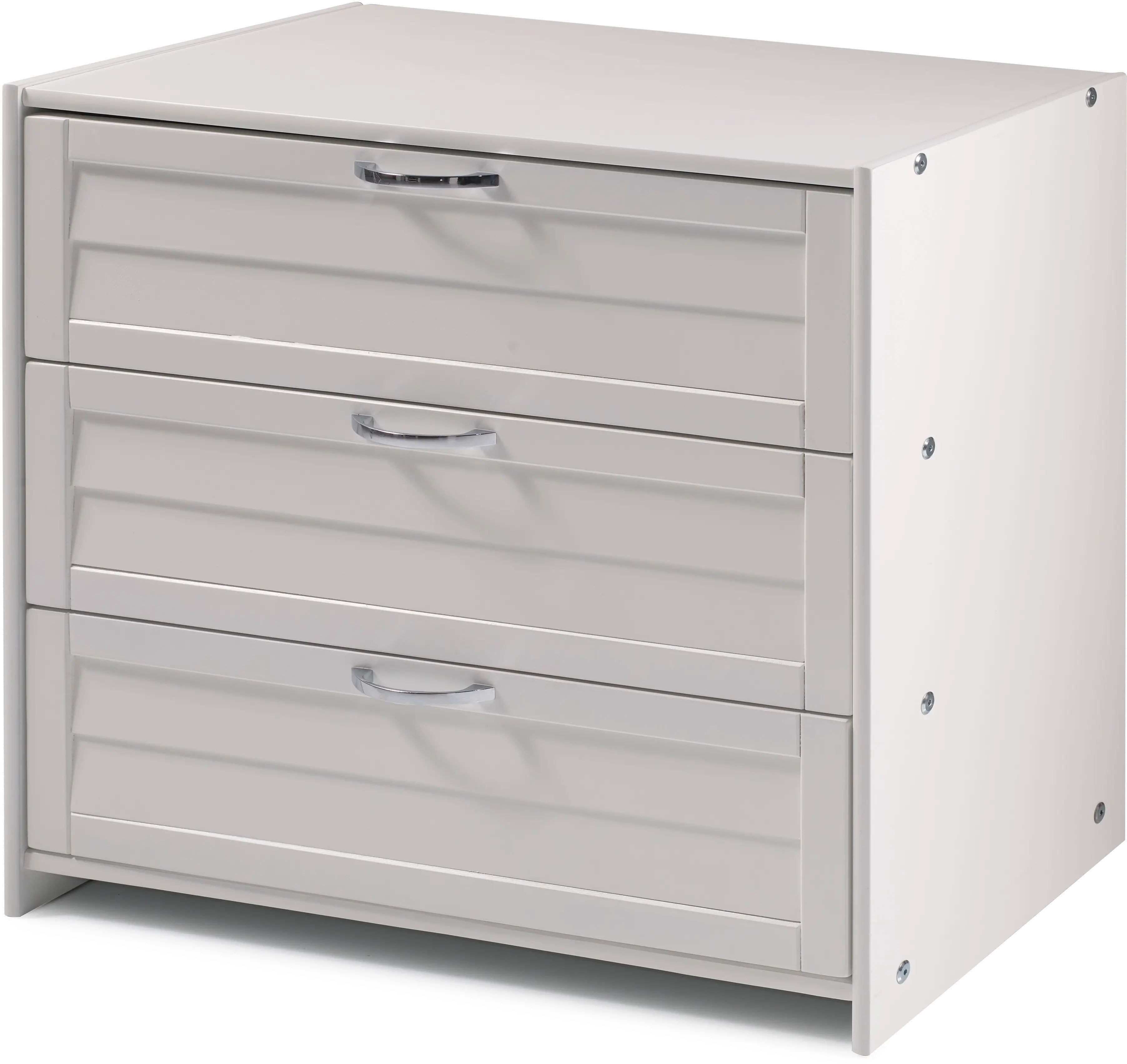 Louver White 3-Drawer Chest