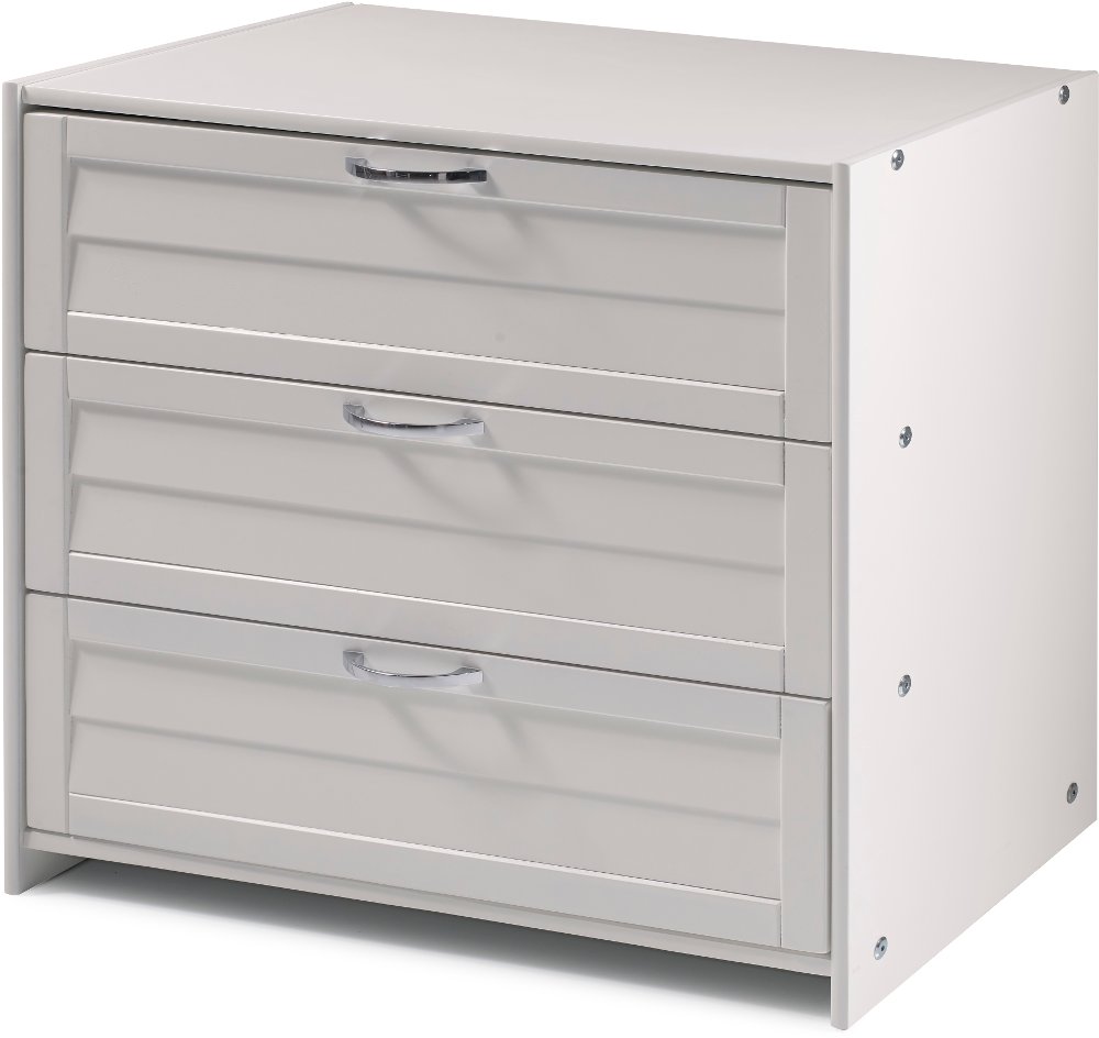 Louver White 3-Drawer Chest