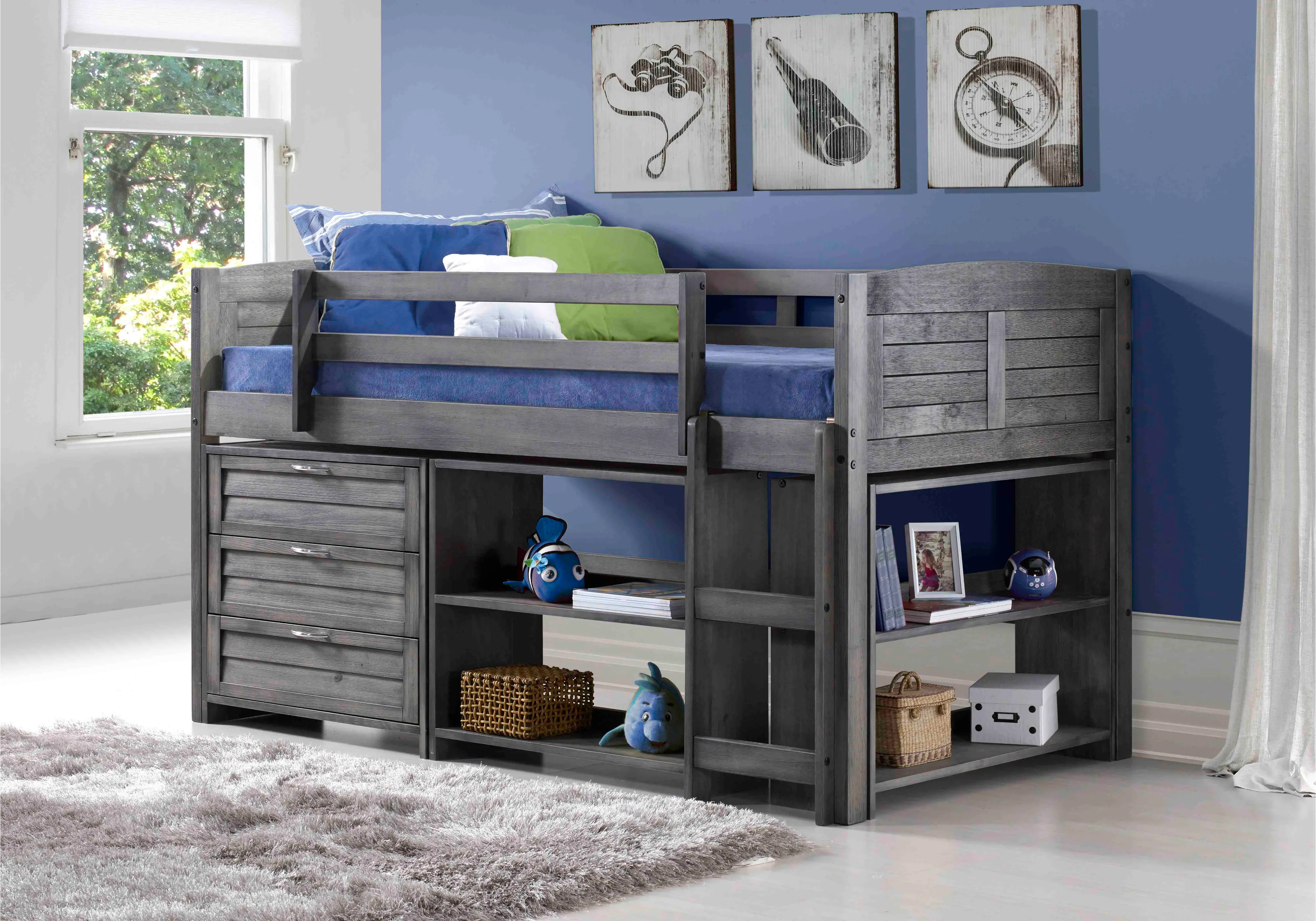 Photos - Bed Donco Trading Louver Antique Gray Low Loft  Style B 790-TAG-B