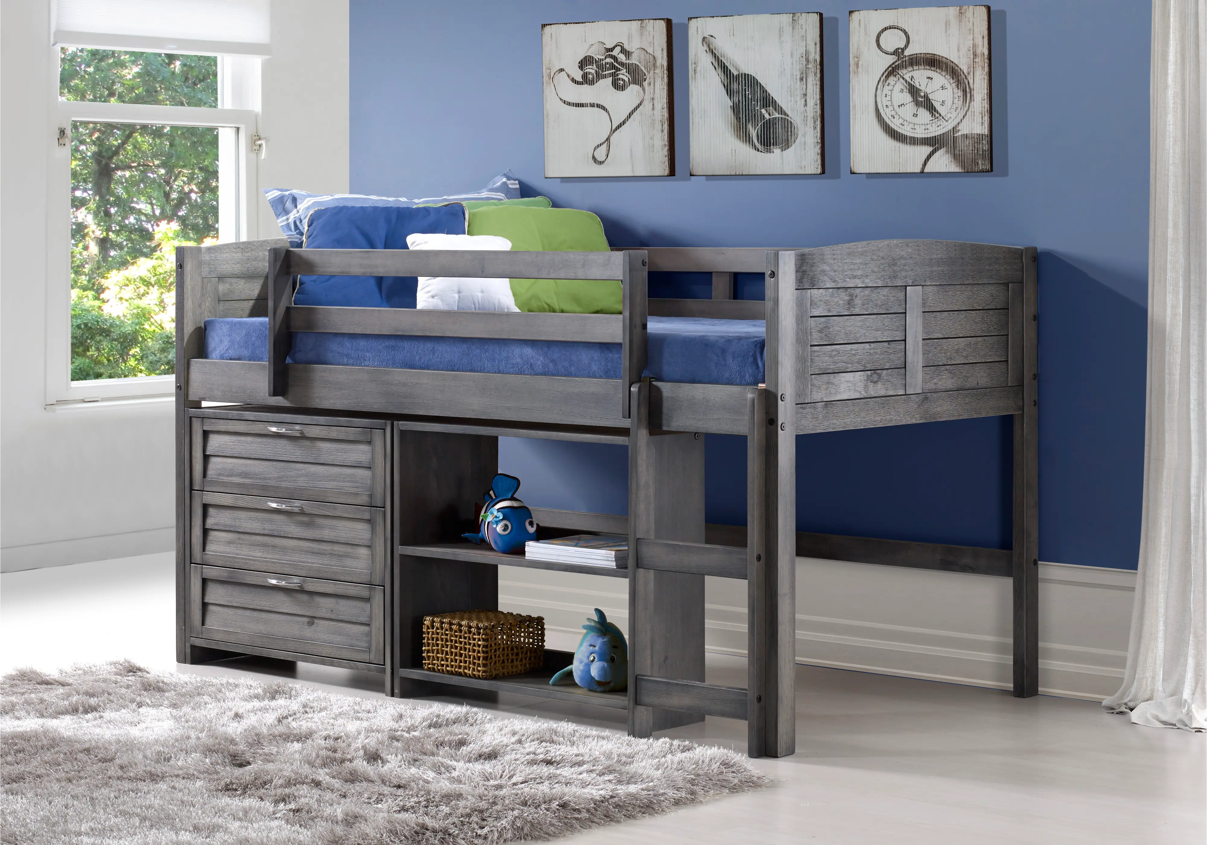 Photos - Bed Donco Trading Louver Antique Gray Low Loft  Style C 790-TAG-C