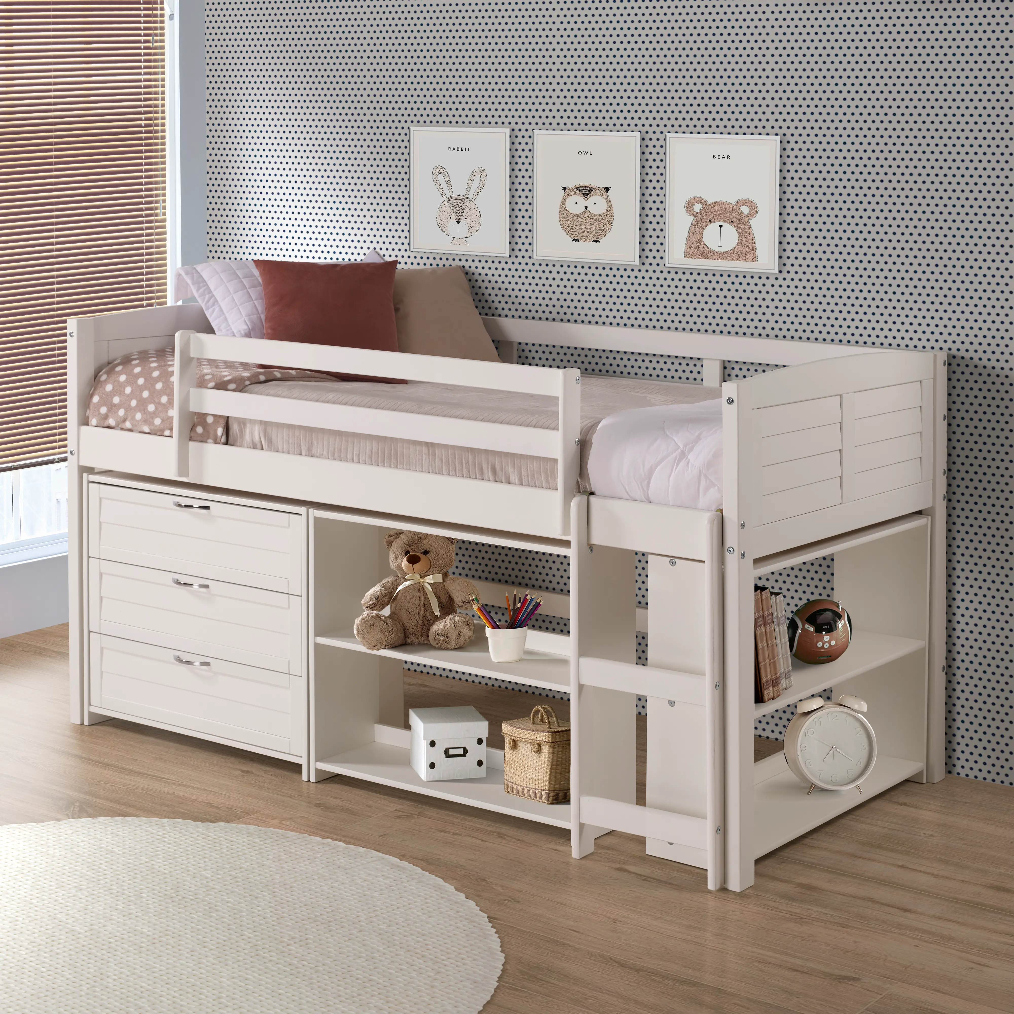 Photos - Bed Donco Trading Louver White Low Loft  Style C 790-TW-B