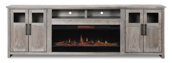 Maison Driftwood Gray Electric Fireplace Tv Stand Rc Willey Maison Driftwood Gray Electric, How Much Electricity Does A Fireplace Tv Stand Use