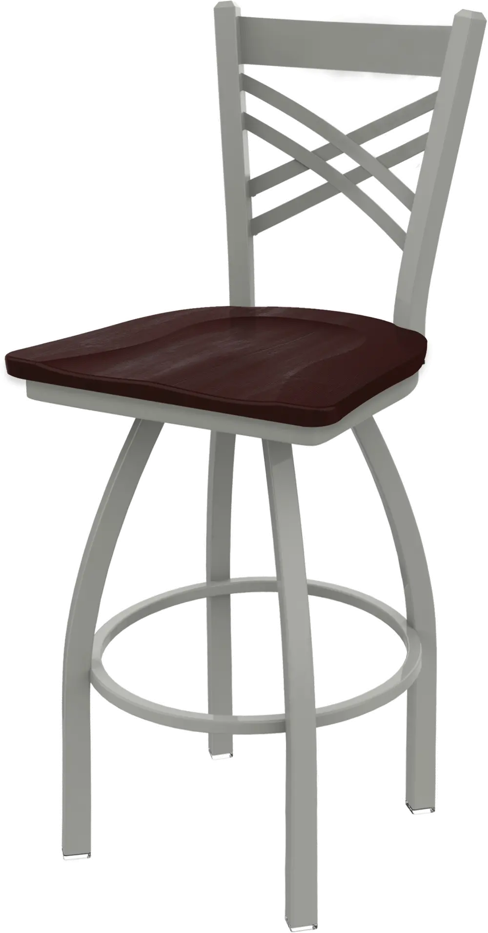 Silver and Cherry Swivel Counter Height Stool - Catalina-1