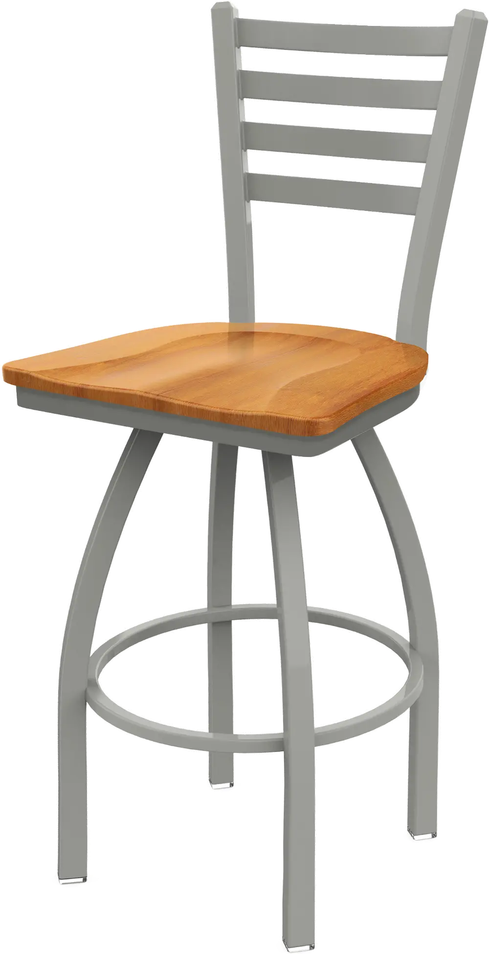 Nickel and Natural Maple Swivel Bar Stool - Jackie-1